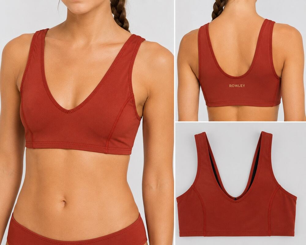 Cynthia Rowley Rust Scuba Bikini Swim Top XS Neoprene SPF 50+ NWT